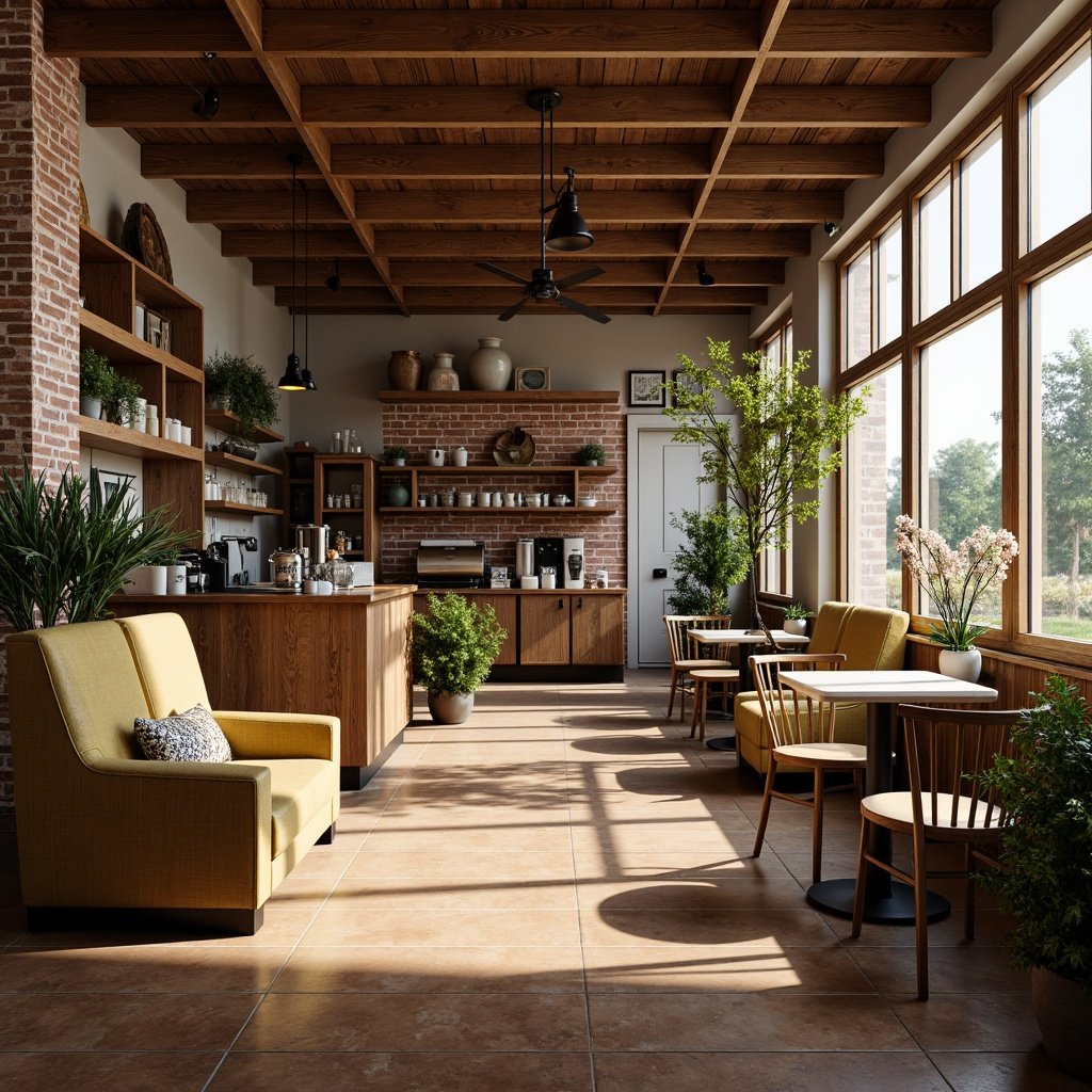 Warm café interior with cozy atmosphere